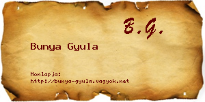 Bunya Gyula névjegykártya